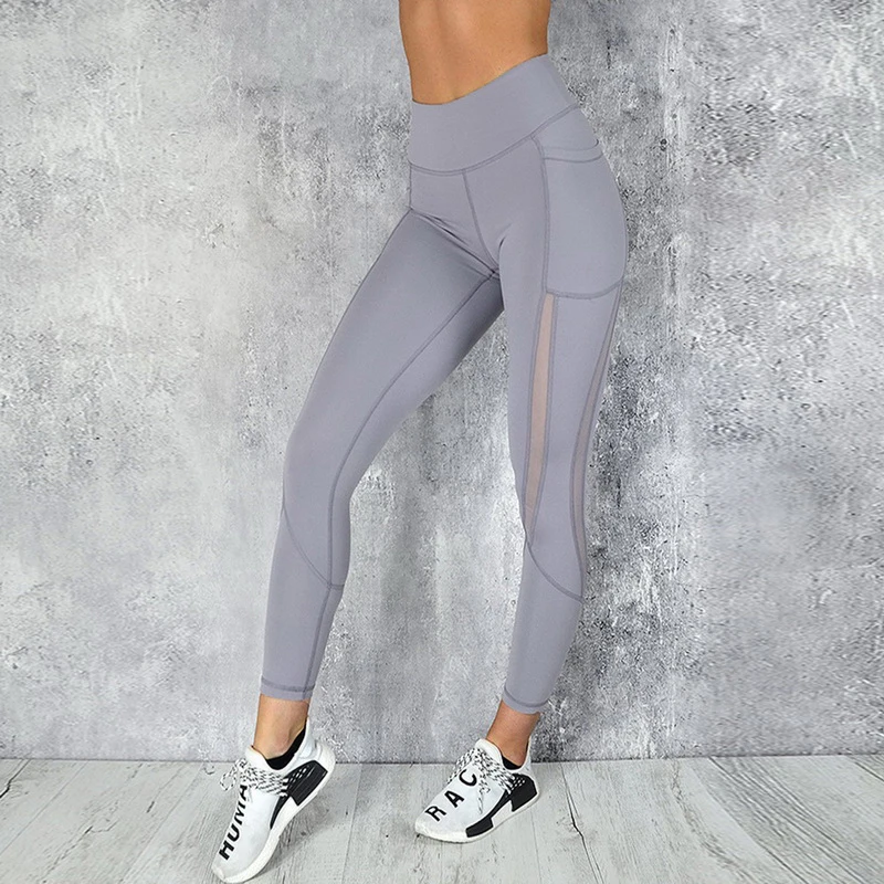 Leggings sportivi neri da donna Sexy Yoga tasca per telefono pantaloni da corsa per Fitness pantaloni sportivi elasticizzati Leggings da palestra