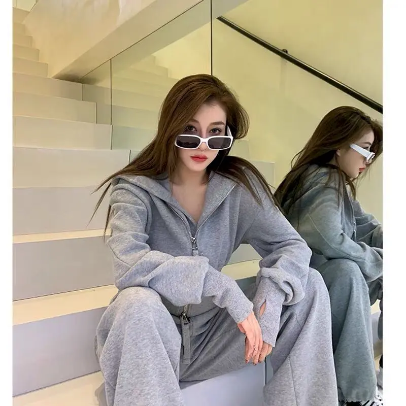 Women\'s Sports Suits 2024 Spring Autumn Students Cardigan Hoodies All-match Casual Sports Pants Two Piece Sets Sportswear Women