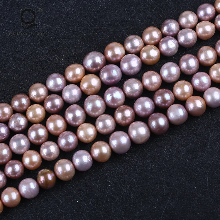 

12-14mm Natural Color Near Round Edison Shape Baroque Freshwater Pearl Strands String