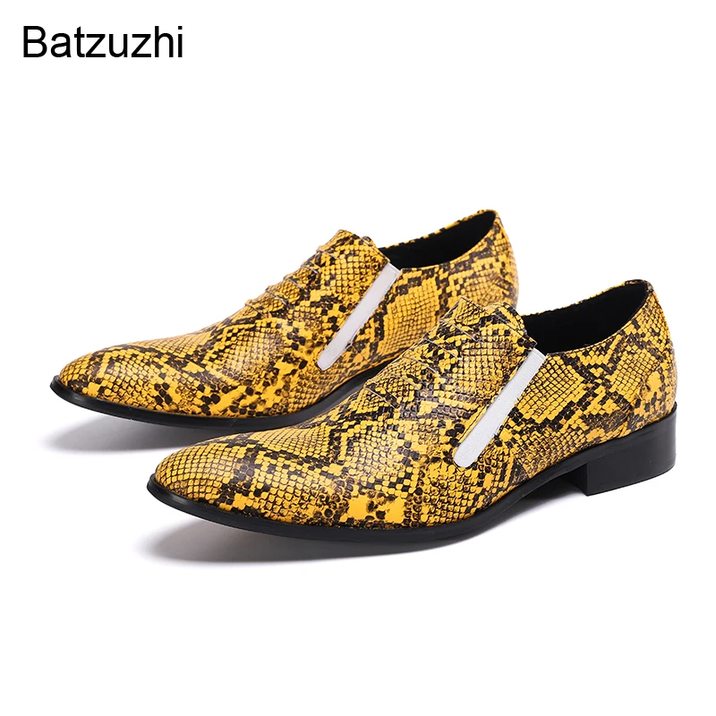 

Batzuzhi British Type Men's Leather Shoes Formal Business Leather Oxfords Flats Gold Party and Wedding Shoes Man Zapatos Hombre