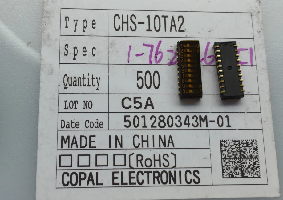 1PCS Imported Japanese COPAL CHS-10TA2 dial code switch 10-bit 1.27 pitch SMD package foot sticker