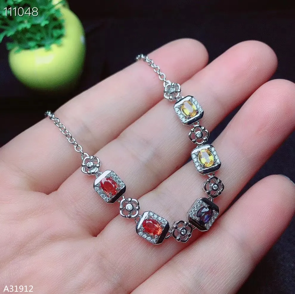 

KJJEAXCMY Boutique Jewelry 925 sterling silver natural color sapphire girls bracelet white gold girlfriend a birthday party gift
