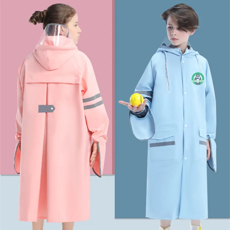 

95-155cm Waterproof Raincoat For Children Kids Baby Rain Coat Trench Poncho Chubasqueros Windproof Jacket With Gloves