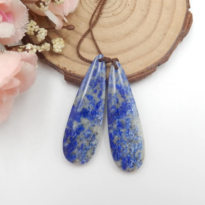 Natural pedra preciosa lapis lazuli moda mulher brincos grânulo, moda jóias para feminino brinco par acessórios 40x12x4mm7g