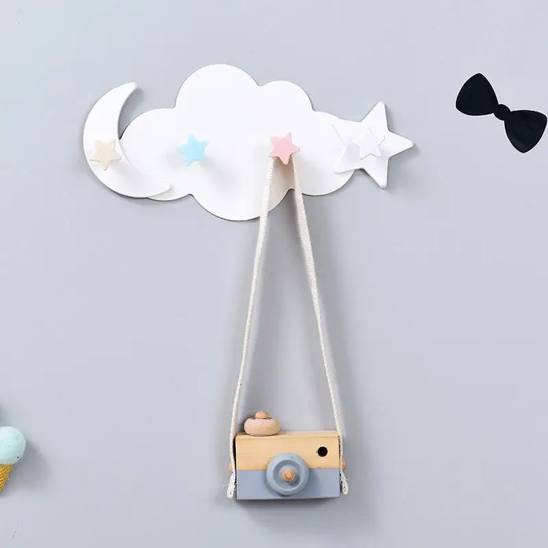 Self Adhesive Hooks Kawaii Cartoon Cloud Children's Room Hook On The Wall Hanging Decor Seamless Door Clothes Hanger Bathroom