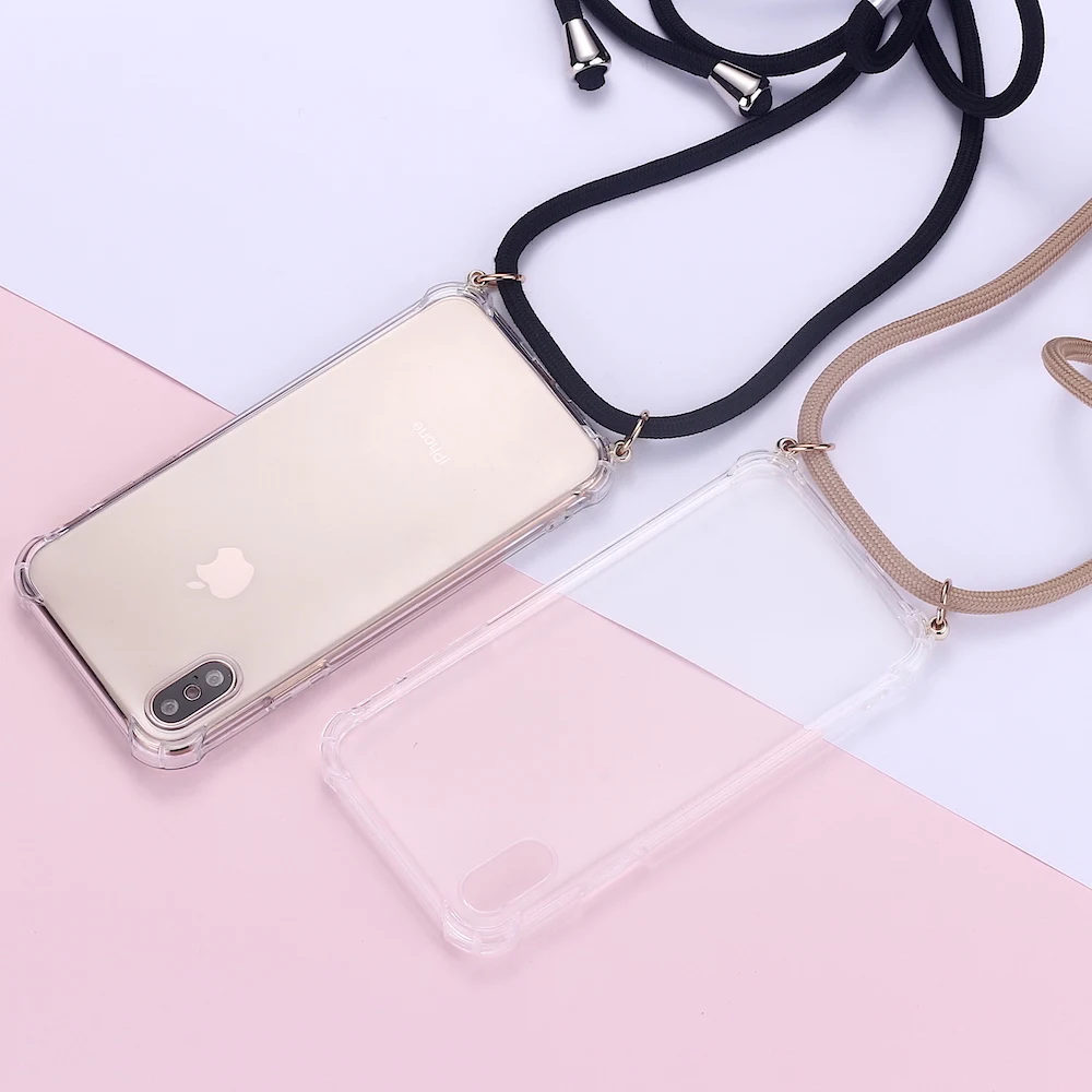 Cord Chain Necklace Lanyard Transparent Mobile Phone Case Cover With Strap For iPhone 14 14ProMax 14Plus 13Promax 13 Phone Shell