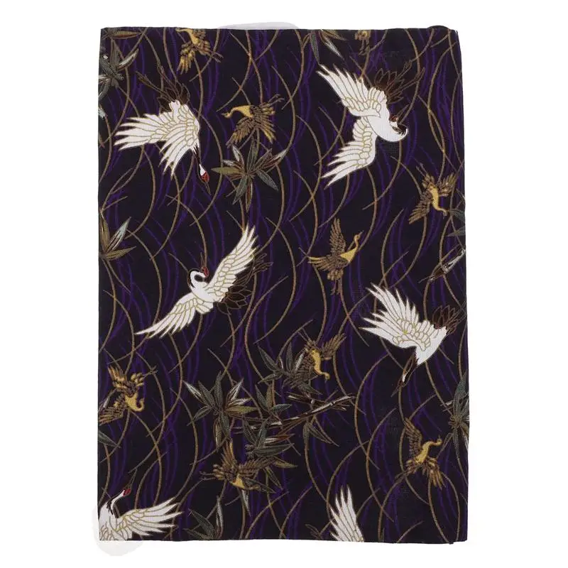 1pc A5 Adjustable Book Cover Decorative Book Sleeve Crane Design Book Protector Hand-made Cloth Book Cover Hand Account Book