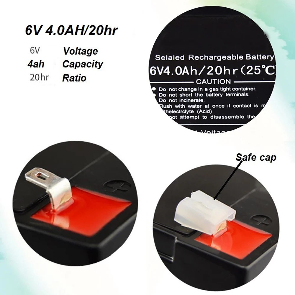 6V 4AH Battery 6V4AH Lead Acid Rechargeable Batteries Accumulator For Children's Car Desk Lamp LED Lights Electronic Scales