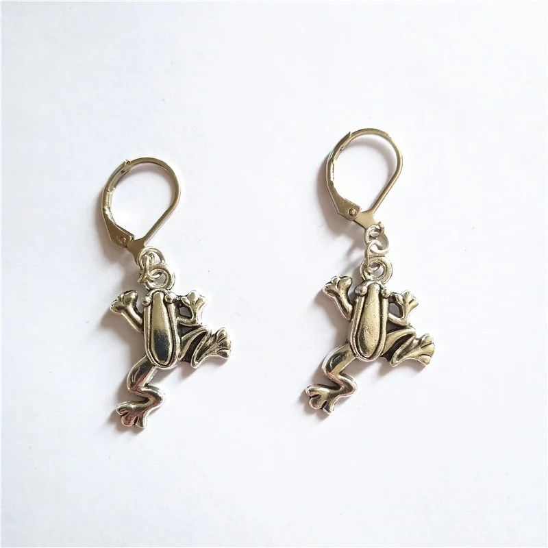 Frog Leverback Earrings, Clip Earrings, Frog Dangle Leverback Earrings, Geek Jewellery Quirky Earrings Dropshipping