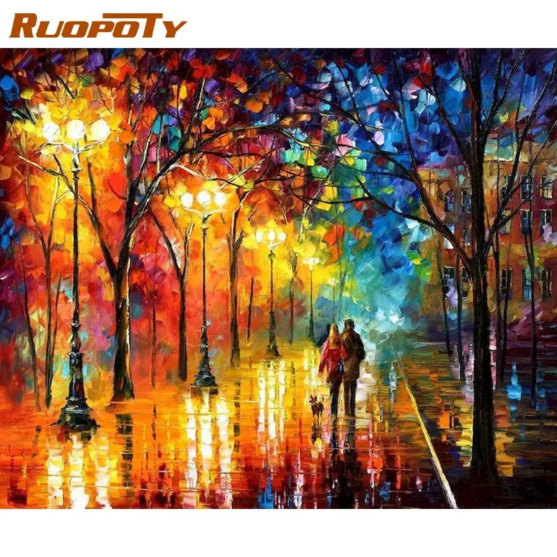 

RUOPOTY 60x75cm DIY Painting By Numbers Abstract Landscape paint by numbers on canvas Room Decoration Digital Painting