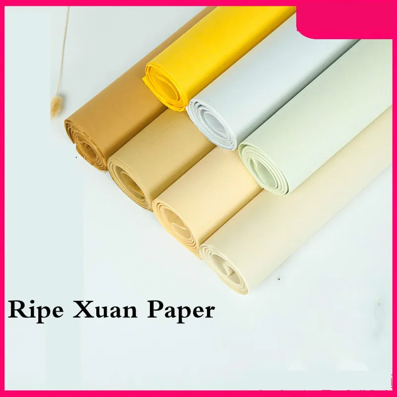 20 Sheets 33*166cm Chinese Calligraphy Paper Mica Ripe Rice Paper Writing Papers Painting Xuan Paper Mulberry Paper Craft Supply