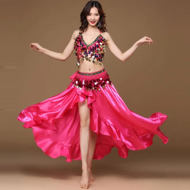 Belly Dance Costumes Female 2021 Woman Sexy Costumes New Indian Dancers Exercise cloth Performance Bra Belt Skirt 3 Pieces Sets