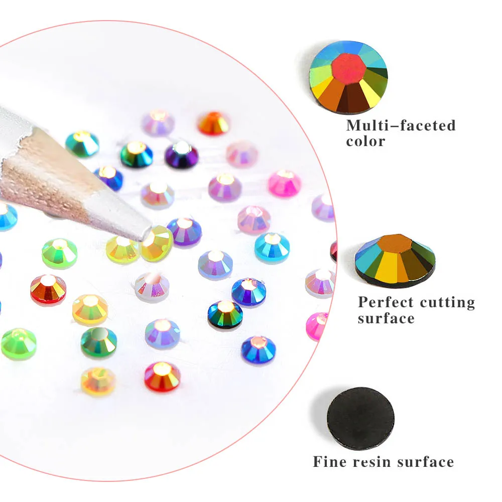 2400pcs 2mm AB Jelly Rhinestones Set Round Resin Flatback Colorful glitter Rhinestones DIY 3D Nail Art Decorations