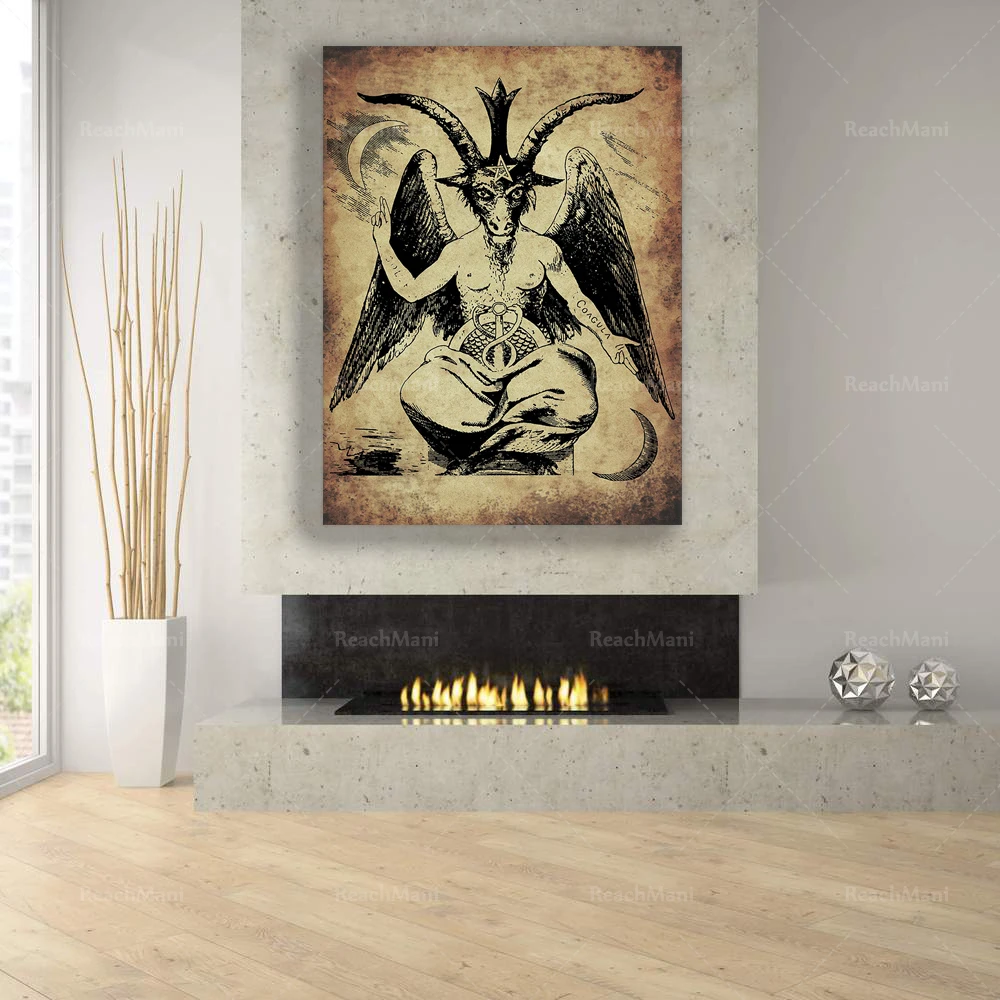 Baphomet Occult Print Poster, Occult Poster, Satanic Decor, Satanic Illustration, Goth Decoration, Witchcraft Art