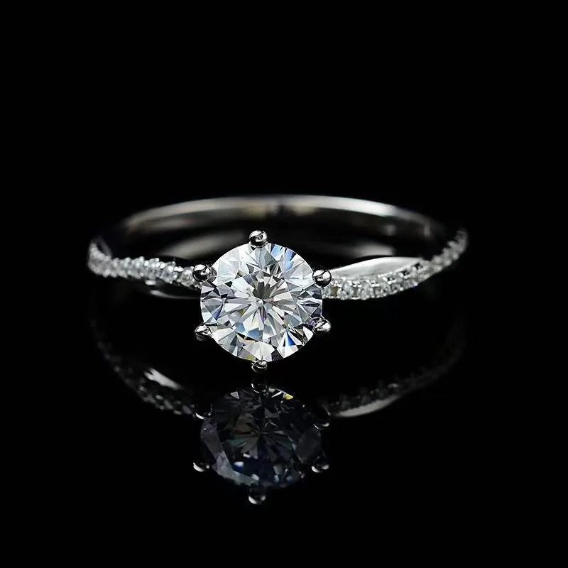 

925 silver ring moissanite 1.00ct D VVS GRA Certificat twisted wall style Women's ring wedding ring for women