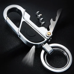 Jobon Men Key Chain Multifunction Folding Clipper Wine Corkscrew KeyChain Tool for Key Ring Holder Best Christmas Day Xmas Gift