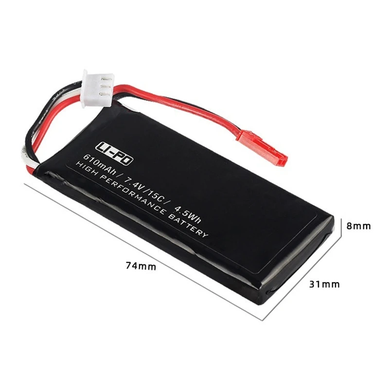 1-5Pcs7.4V 15C 610mAh Lipo Battery Quadcopter Spare 7.4V Rechargeable battery For RC toys X4 H502S H502E H216A accessories