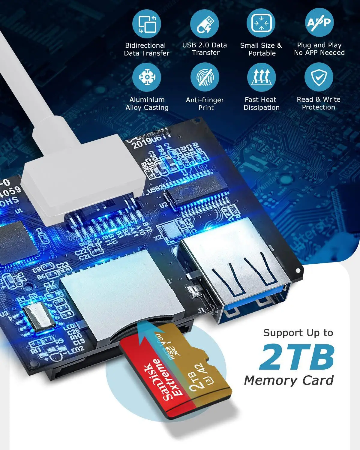 Adaptador usb tipo leitor de cartão sd/tf, 3 em 1 para 2.0, kit de conexão de câmera para ipad pro