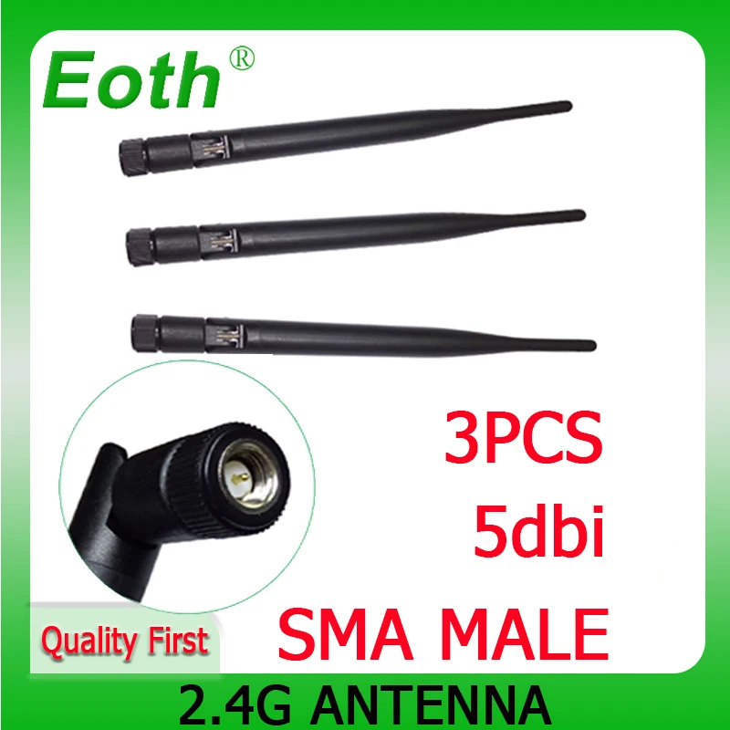 eoth 3pcs 2.4GHz wifi antenna 5dBi SMA Male Connector 2.4 ghz Antena 2.4G waterproof wi fi antenne IOT wireless wi-fi router