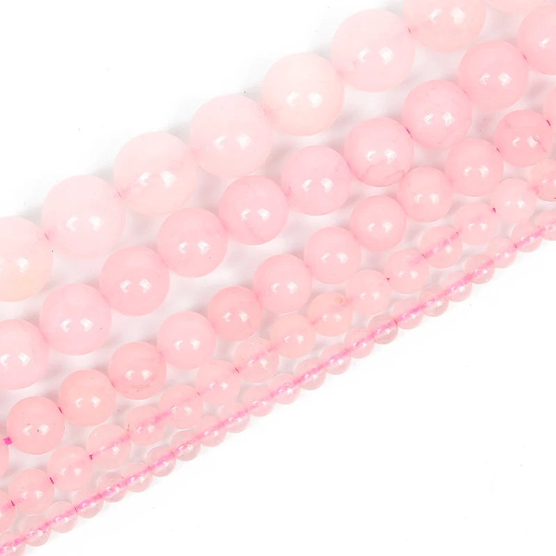 Natural Stone Beads Pink Rose Quartz Crystal Round Beads for Jewelry Making Diy Bracelet Accessories Strand 4 6 8 10 12mm