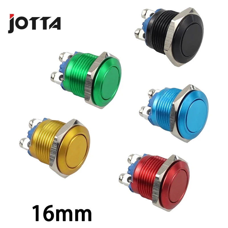 16mm Metal Push Button Switch Momentary 1NO Car Press Button Screw Terminal