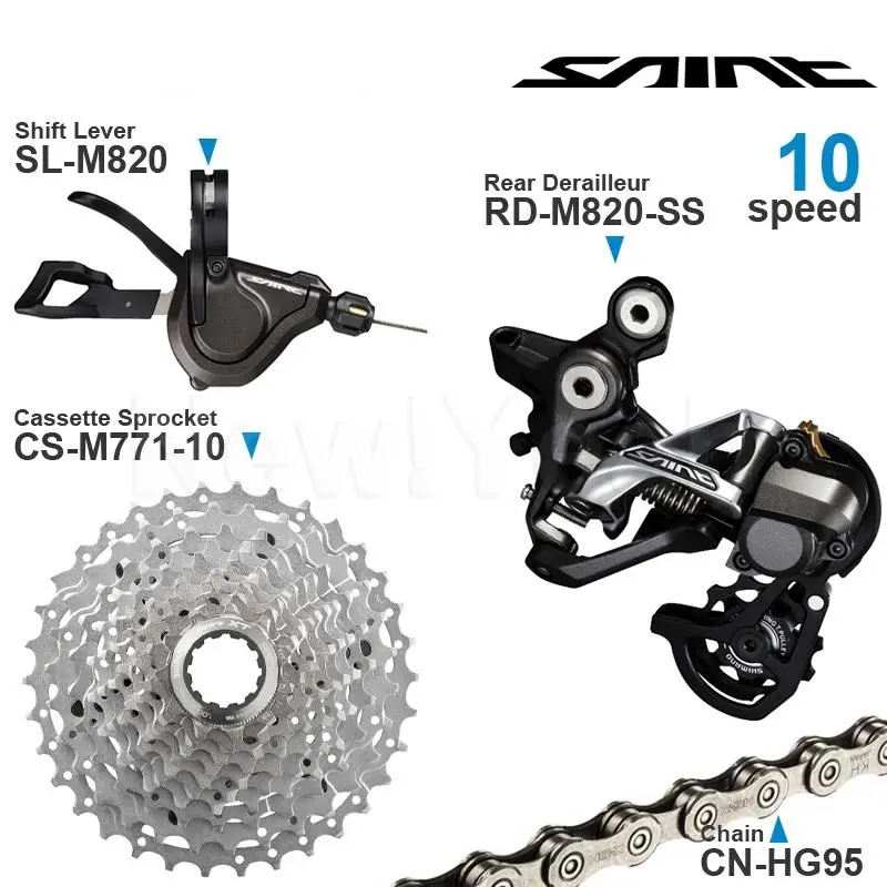 SHIMANO SAINT M820 10v Groupset with Shifter Rear Derailleur Cassette Sprocket COG Chains 10-speed Original parts