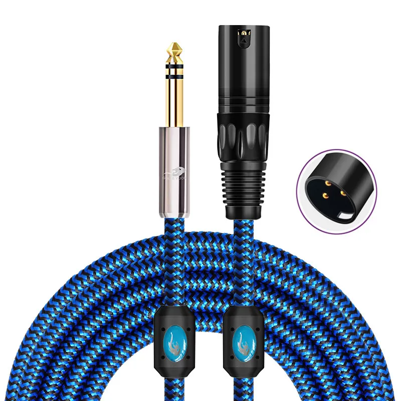 Stereo 1/4 Inch TRS 6.35mm Jack to XLR Male 3Pin Audio Cable for Amplifier Mixer Stage Studio Shielded Interconnect Cords