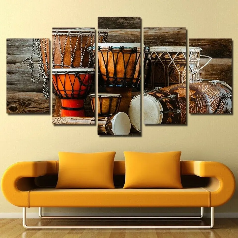 

5 Piece Picture of Drums Music Instrum Poster Canvas Picture Print Wall Art Canvas Painting Wall Decor for Living Room No Framed