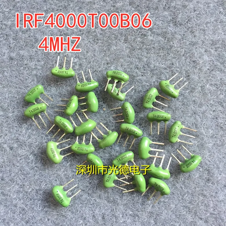 100PCS/ ceramic crystal oscillator IRF4000T00B06 4.000MHZ 4M green straight plug 3-pin ceramic filter