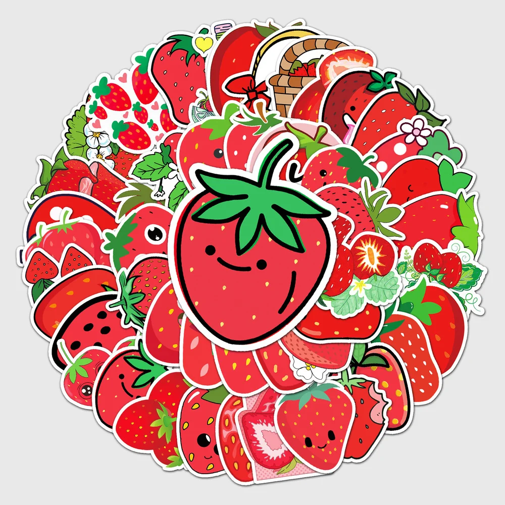 10/50PCS New Cartoon Strawberry Graffiti Waterproof Sticker Trunk Guitar Refrigerator Car Children's WaterCupHelmetWholesale