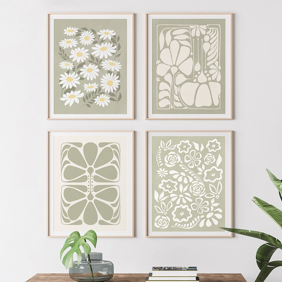 Abstract Flowers Color Block Minimalism Wall Art Canvas Painting Nordic Posters And Prints Pictures For Living Room Home Decor