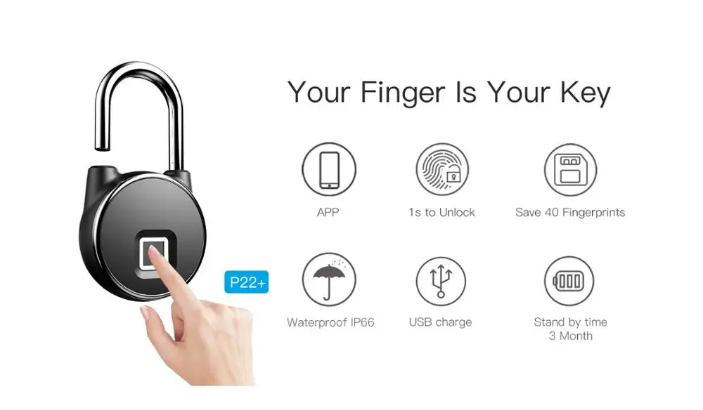 Portable Rechargeable Bluetooth Smart Keyless Fingerprint Lock Anti-Theft Security Door Padlock For Bag Drawer Suitcase
