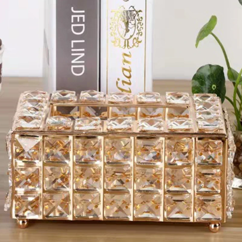 Tissue Case Storage Box, Shining Gold Silver Glass Paper Container for Restaurant, Car, Home, Hotel, New, Hot Sale, 2024