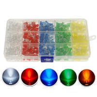 500pcs/Box 5Color x 100pcs 5MM LED Light White Yellow Red Blue Green DIY Assortment Diodes Kit