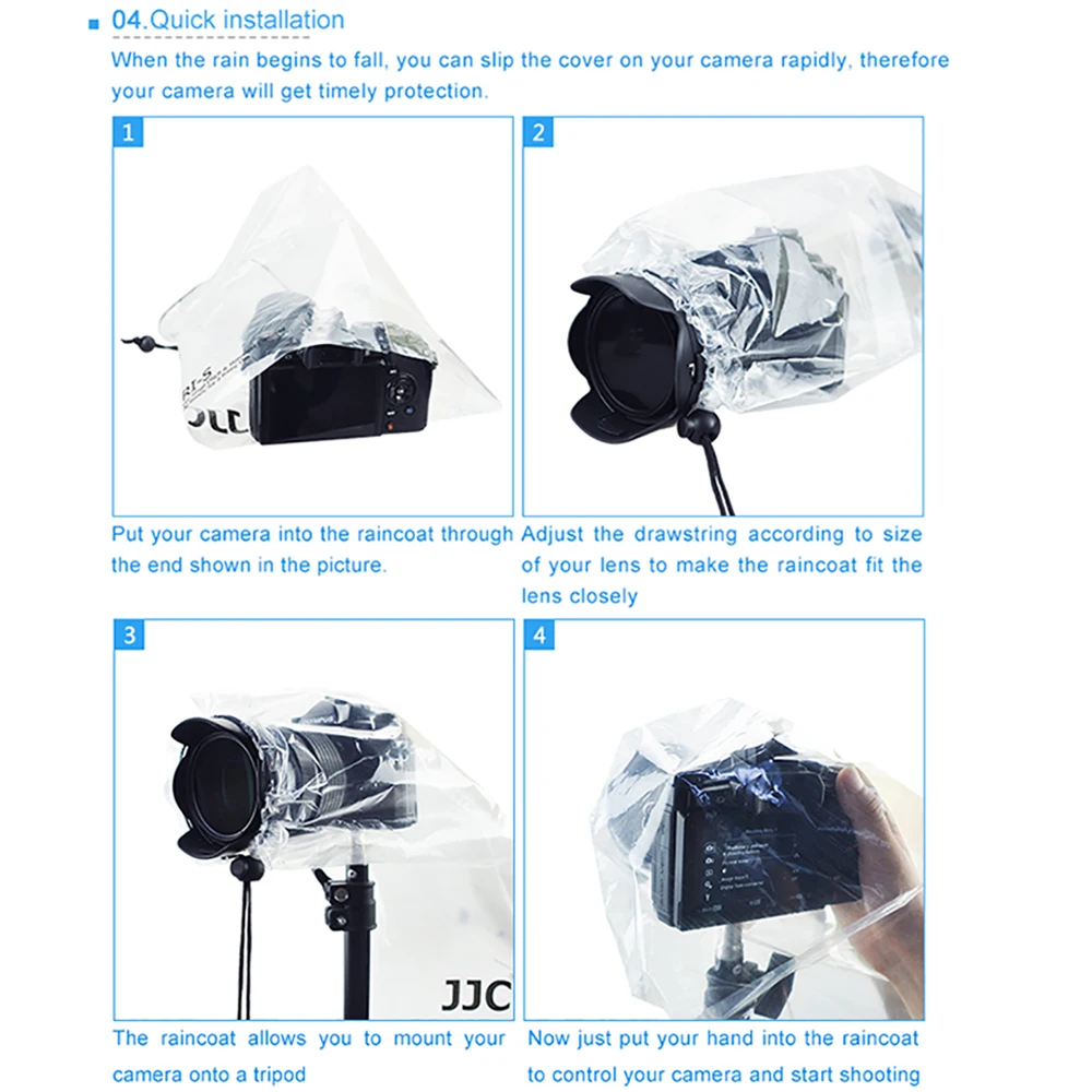 JJC 2Pcs/Set Transparent Camera Rain Cover Protector Raincoat Case for Canon Nikon Sony Fuji DSLR Camera Rainproof Accessories