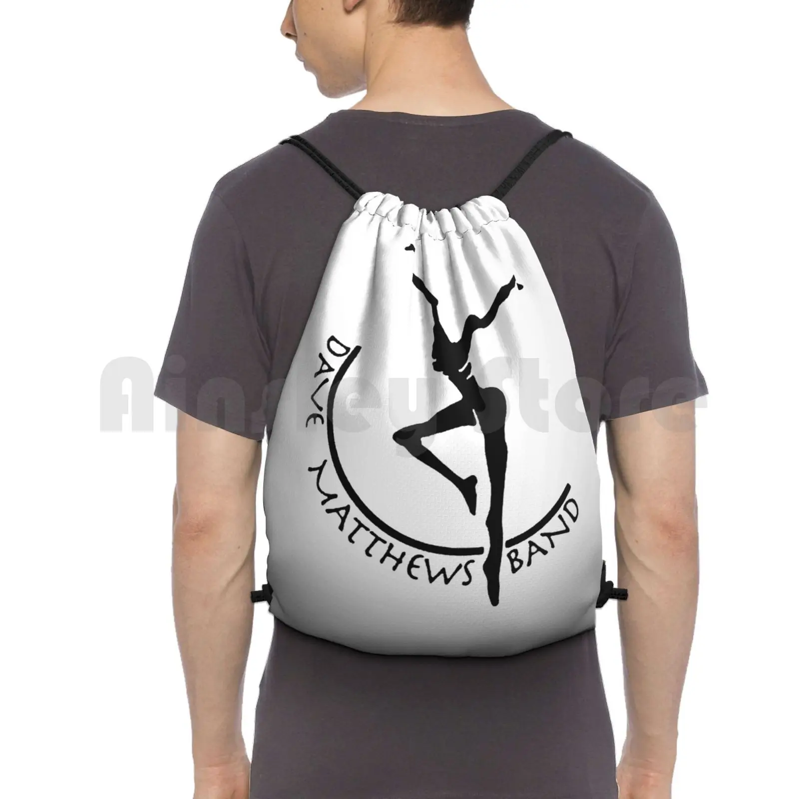 Dmb Black Dancing Backpack Drawstring Bags Gym Bag Waterproof Dmb Black Dancing Dave Matthews Rush Journey Yes Band