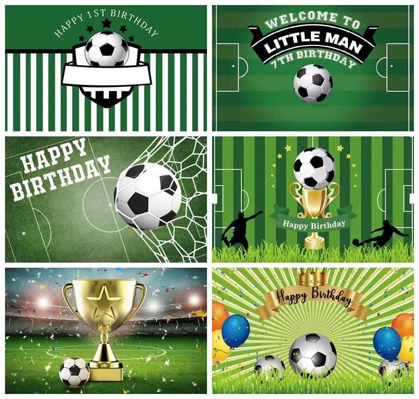 Laeacco-fondos de fotografía personalizados para estudio fotográfico, fondos de dibujos animados a rayas, fútbol, fiesta de cumpleaños