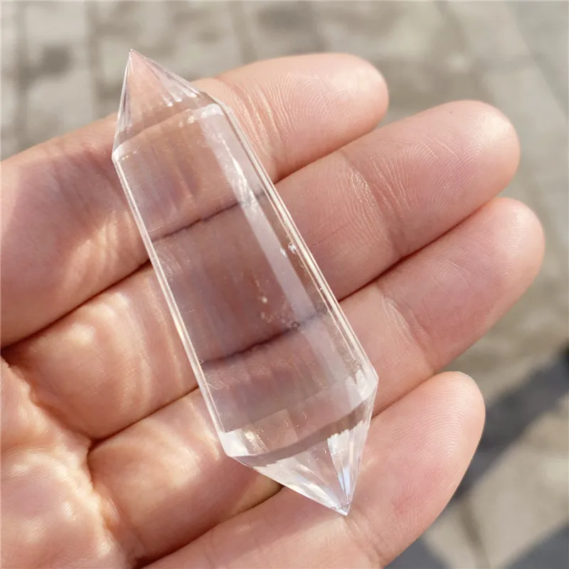 1pcs Natural Rock Crystal Quartz Point  Vogel Double Arrow Wand White Crystal 24 Face Cusp Mineral Specimen Healing