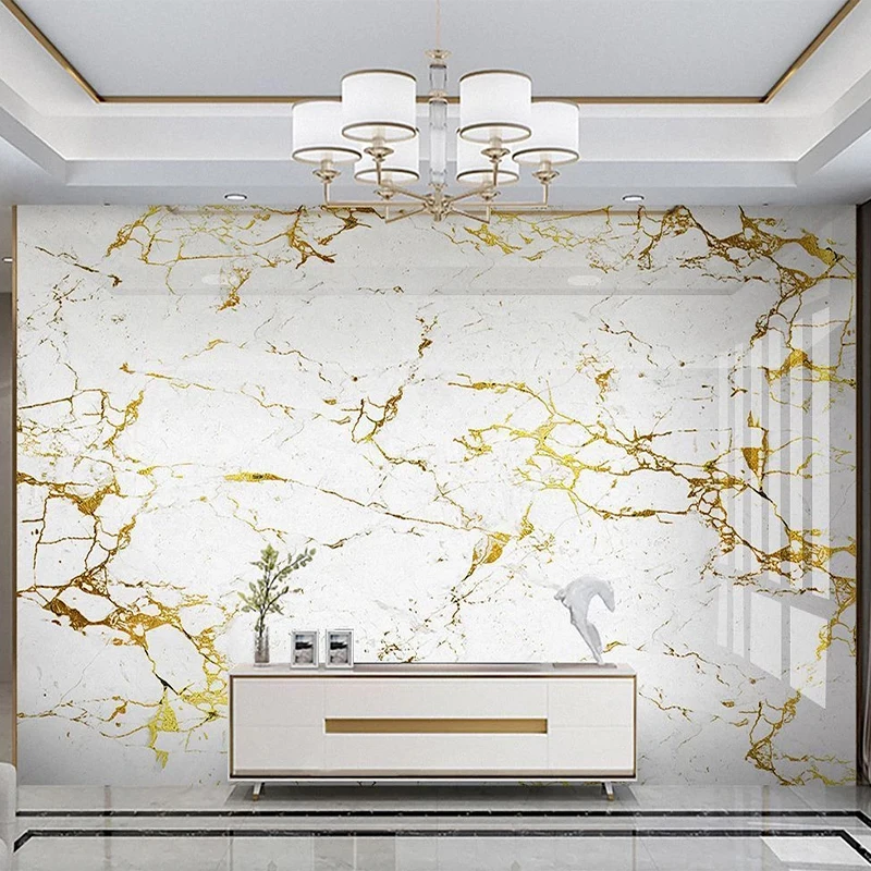 

Custom Waterproof Mural Wallpaper Modern 3D Gold Foil Marble Abstract Art Wall Sticker Living Room Bedroom TV Decor Wall Papers