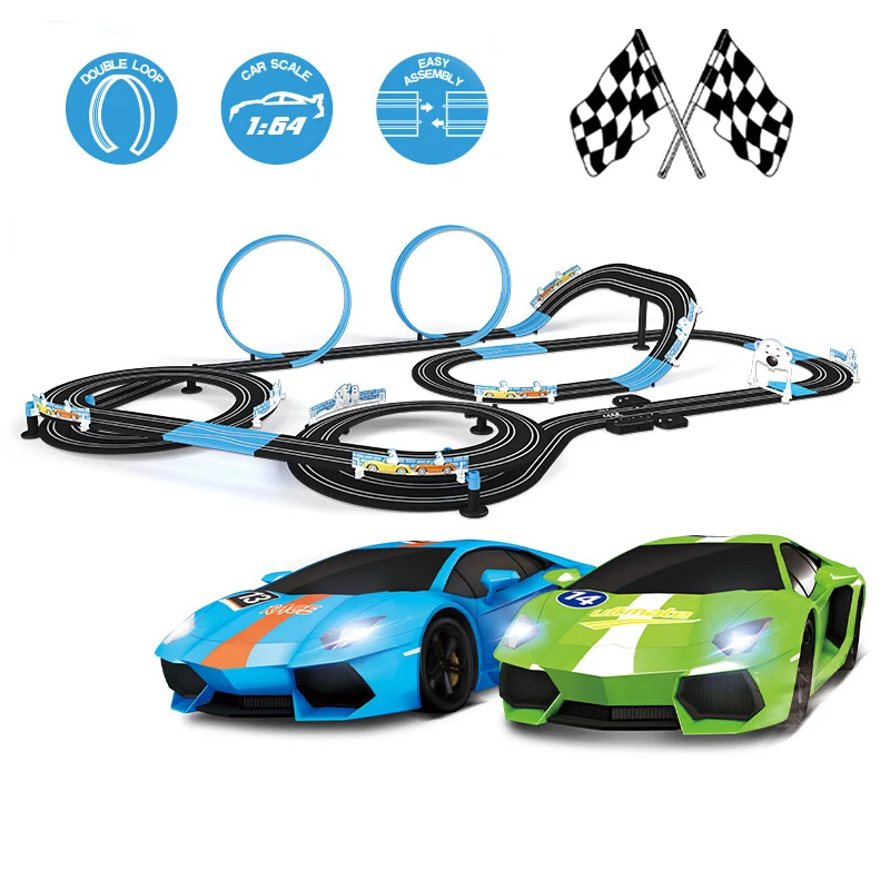 Electric Double Remote Control Car Racing Track Toy Autorama Professional Circuit Voiture Electric Railway Slot Race Car Kid Toy