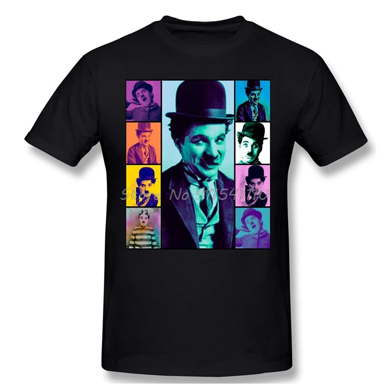 Chaplin Comic Actor Individuality T-Shirt Charlie Smiles Men Cotton T Shirt Tees Tops Harajuku Streetwear