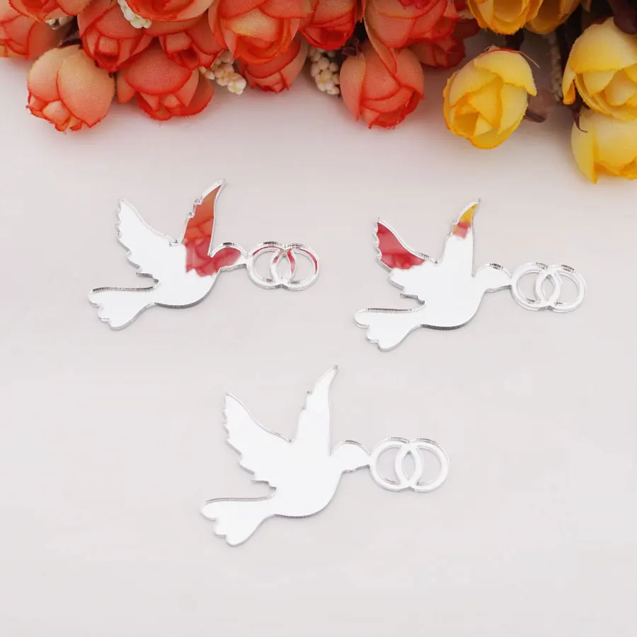 30 Pcs/Lot Peace Dove DIY Acrylic Mirror Laser Cutting Wedding Baptism First Communion Party Favors Handcrafts Home Decor