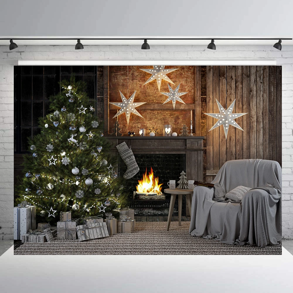 

Indoor Christmas backdrop Xmas photography background family portrait picture photo booth studio party event decoration Vinyl