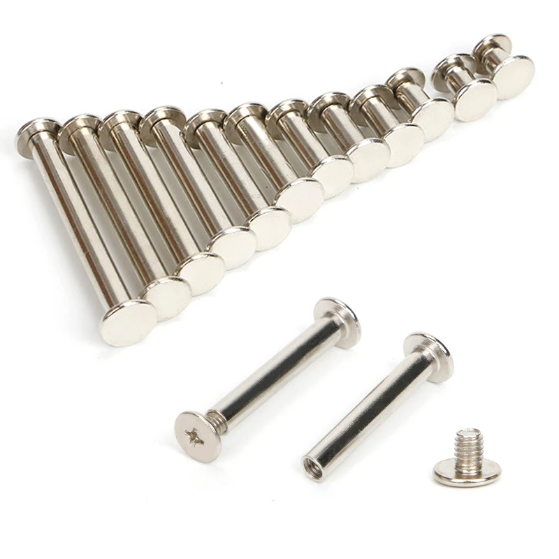 10 sets Carbon Steel Silver Combination Riveting Nail Connection Screw Picture Painting Account Book Menu Screw Riveting 5-45mm