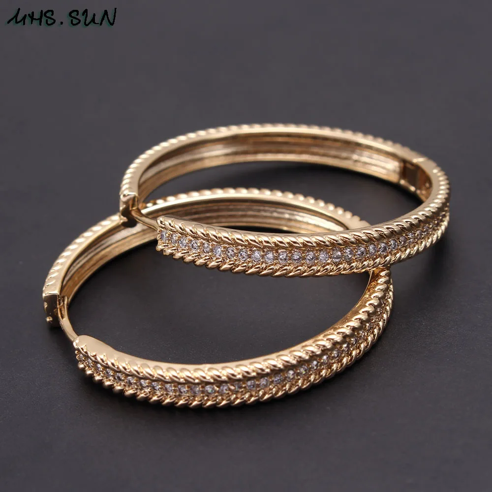 MHS.SUN Trendy AAA Zircon Jewelry Hoop Earrings For Women Fashion Gold Color CZ Crystal Earrings Party Accessories Dropship