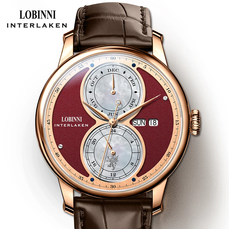 LOBINNI Top Brand Luxury Mens Watches Seagull Movement Men Mechanical Automatic Watches Sapphire Glass Waterproof Watch