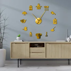 Kitchen Tools DIY Giant Wall Clock Kitchen Utensils Frameless Large Wall Watch Modern Dining Room Kitchen Art Decor Timepiece