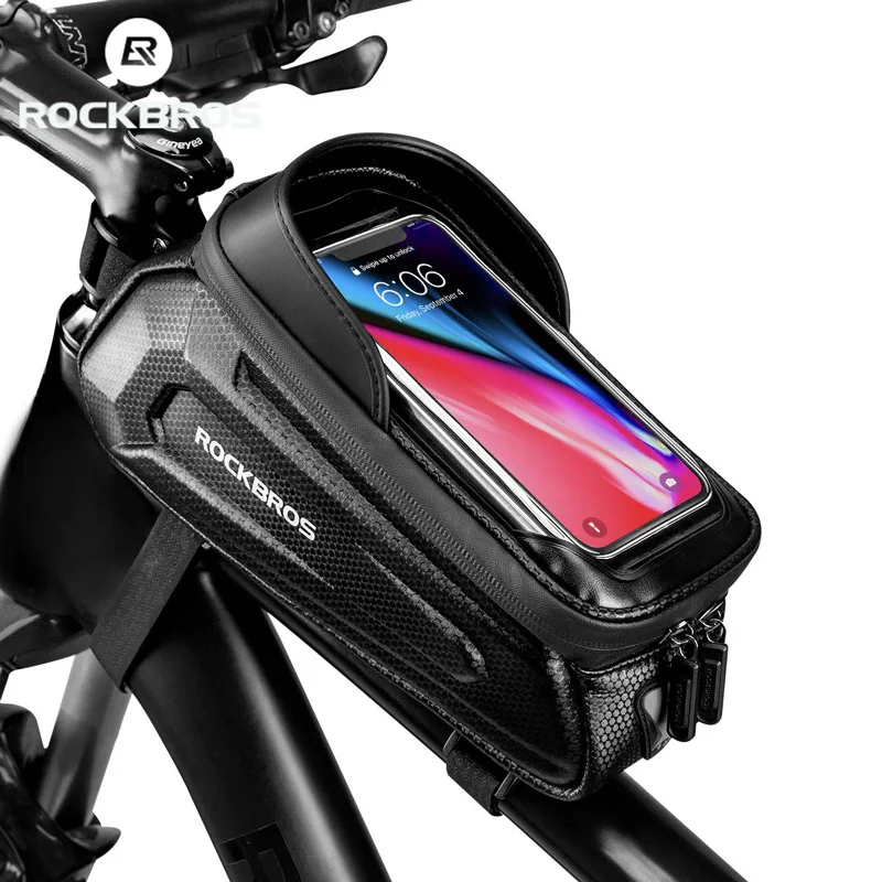 ROCKBROS Waterproof Bicycle Bag Touch Screen Cycling Bag Top Front Tube Frame MTB Road Bike Bag 6.5 Phone Case Bike Accessories