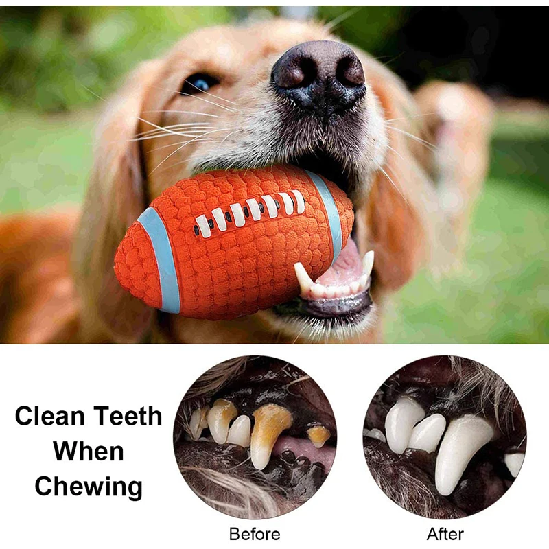 Benepaw Bite-resistant Dog Toys For Small Medium Large Dogs Safe Pet Chew Toys Bouncy Football Squeaker Floatable Puppy Ball