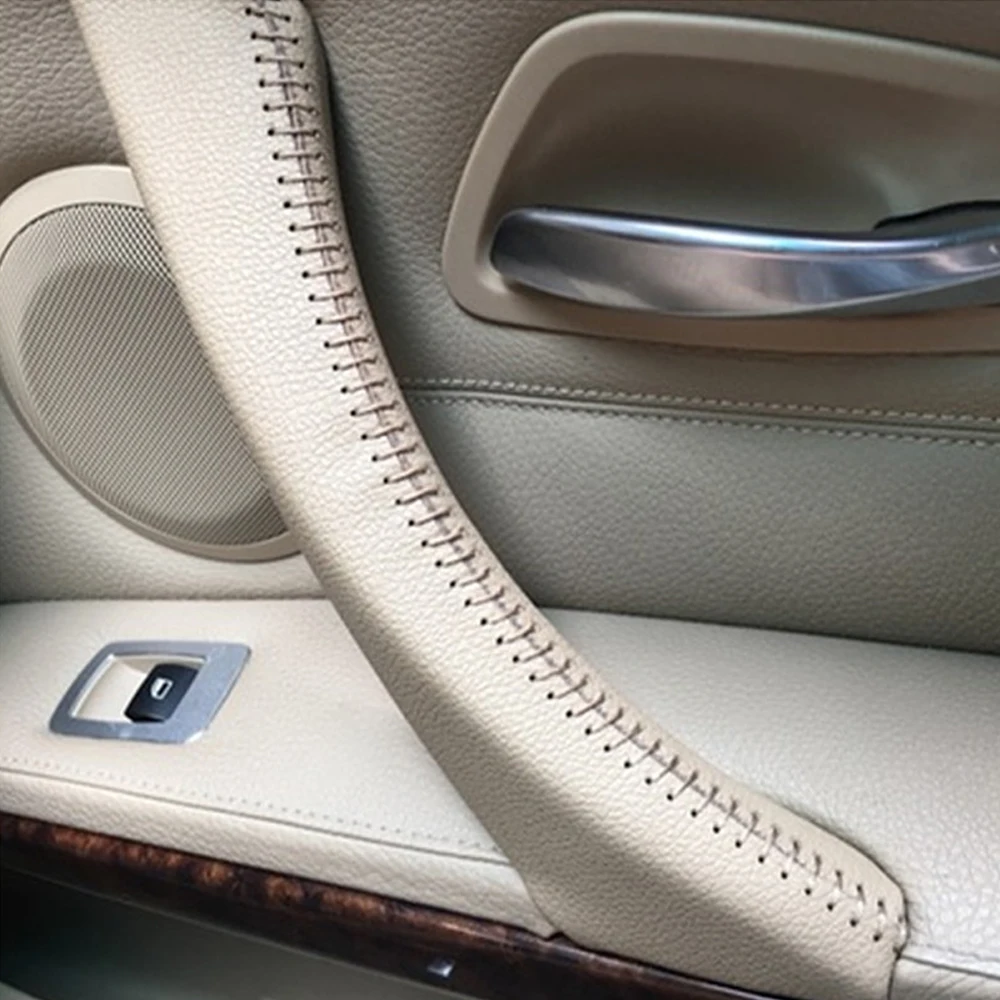 Leather Right /Left Door Panel Handle Handle Cover Inner Pull Trim Cover For BMW 3 Series E90 E91 E93 2005-12 Car Interior Part